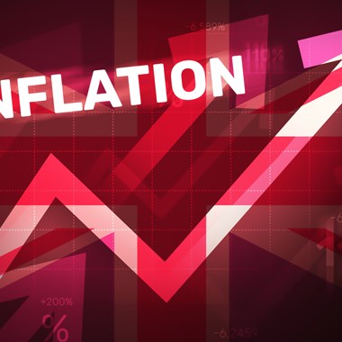 Inflation graphic in red with arrow point upwards